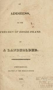 Cover of: address, to the freemen of Rhode-Island.