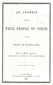 Cover of: address to the free people of color of the state of Maryland.
