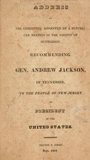 Cover of: Address of the committee appointed by a Republican meeting in the county of Hunterdon by [Ringoes, N.J.