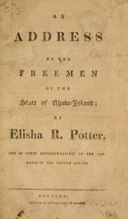 Cover of: Address to the freemen of ... Rhode Island.