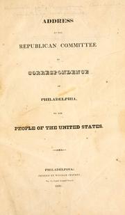 Address of the Republican Committee of Correspondence of Philadelphia by Democratic Party (Pa.). Committee of Correspondence.