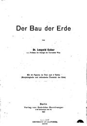 Cover of: Der Bau der Erde by Leopold Kober