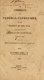 Cover of: address to federal clergymen: on the subject of the war proclaimed by the Congress of the United States