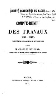 Cover of: Compte-rendu des travaux ...