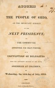 Cover of: address to the people of Ohio, on the important subject of the next presidency