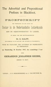 Cover of: The adverbial and prepositional prefixes in Blackfoot. by G. J. Geers