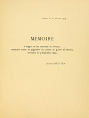 Cover of: Affaire Dreyfus: revision : mémoire devant la Cour de Cassation (Chambre criminelle)
