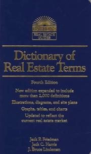 Cover of: Dictionary of Real Estate Terms by Jack P. Friedman, Jack C. Harris, Bruce Lindeman