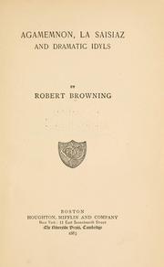 Cover of: Agamemnon by Robert Browning