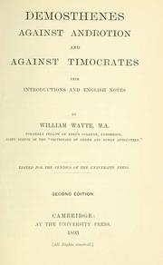 Cover of: The oration of Demosthenes against the law of the Leptines. by Demosthenes