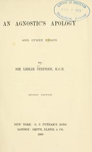 Cover of: An agnostic's apology, and other essays by Sir Leslie Stephen