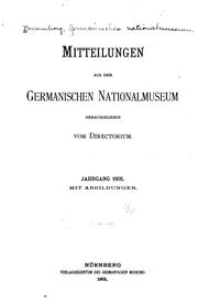 Cover of: Anzeiger des germanischen Nationalmuseums