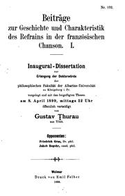 Beiträge zur Geschichte und Charakteristik des Refrains in der französischen Chanson by Gustav Thurau