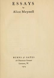 Cover of: Essays by Alice Christiana Thompson Meynell