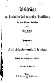 Cover of: Beiträge zur Syntax des Verbums und zur Satzbildung bei dem Redner Antiphon