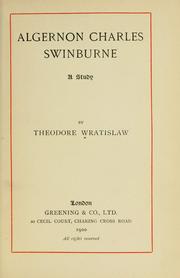 Cover of: Algernon Charles Swinburne: a study