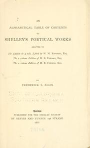 Cover of: alphabetical table of contents to Shelley's poetical works