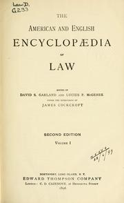Cover of: The American and English encyclopaedia of law. by David Shephard Garland