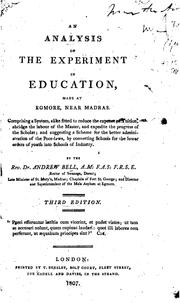 Cover of: An Analysis of the Experiment in Education, Made at Egmore, Near Madras ...: Comprising a System ...