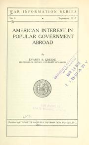 Cover of: American interest in popular government abroad