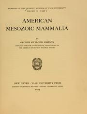 Cover of: American Mesozoic Mammalia by George Gaylord Simpson