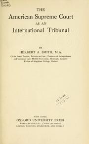 Cover of: American Supreme Court as an international tribunal.