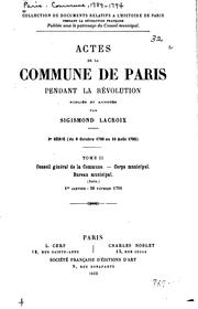 Cover of: Actes de la Commune de Paris pendant la Révolution: 2e série (du 9 octobre ...