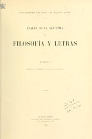 Cover of: Anales de la Academia de Filosofia y Letras. by Buenos Aires. Universidad Nacional. Facultad de Filosofía y Letras