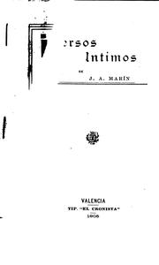 Cover of: Versos Intimos by J. A. Marin