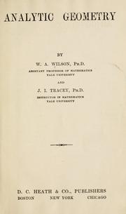 Cover of: Analytic geometry by Wallace Alvin Wilson, Wallace Alvin Wilson