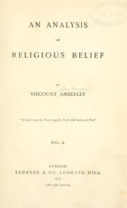 An analysis of religious belief by Amberley, John Russell viscount