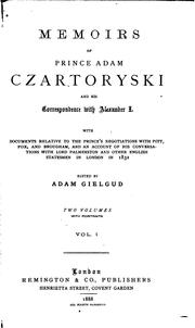 Cover of: Memoirs of Prince Adam Czartoryski and His Correspondence with Alexander I ...