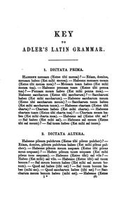 Cover of: A Key to the Exercises Contained in Adler's Practical Grammar of the Latin Language