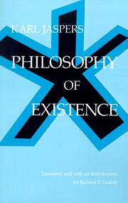 Cover of: Philosophy of Existence (Works in Continental Philosophy) by Karl Jaspers