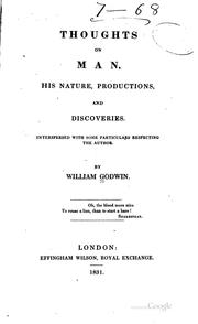 Cover of: Thoughts on Man, His Nature, Productions, and Discoveries: Interspersed with ...