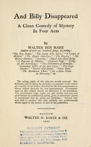 Cover of: And Billy disappeared by Walter Ben Hare