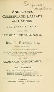 Cover of: Anderson's Cumberland ballads and songs. by Anderson, R.