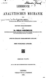 Cover of: Lehrbuch der analytischen Mechanik by Jean Marie Constant Duhamel, Oskar Xaver Schlömilch