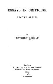 Cover of: Essays in Criticism by Matthew Arnold