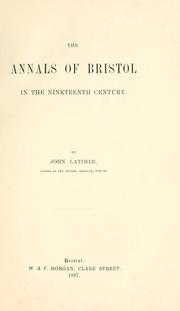 Cover of: annals of Bristol in the nineteenth century.