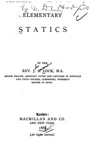 Elementary Statics by John Bascombe Lock