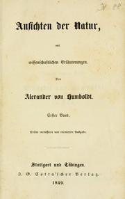 Cover of: Ansichten der Natur by Alexander von Humboldt