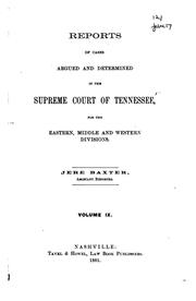 Cover of: Reports of Cases Argued and Determined in the Supreme Court of Tennessee