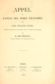 Cover of: Appel en faveur des noirs émancipés dans les Etats-Unis: discours prononcé le 25 juin 1865, dans le Temple de Toulouse