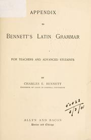Cover of: Appendix to Bennetts Latin grammar: for teachers and advanced students.