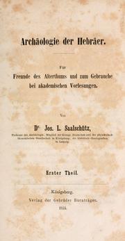 Archäologie der Hebräer by Jos. L. Saalschütz