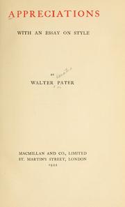 Cover of: Appreciations by Walter Pater