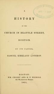 Cover of: history of the church in Brattle Street, Boston