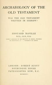 Cover of: Archaeology of the Old Testament by Henri Édouard Naville