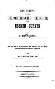 Cover of: Einleitung in eine geometrische Theorie der abenen Curven...